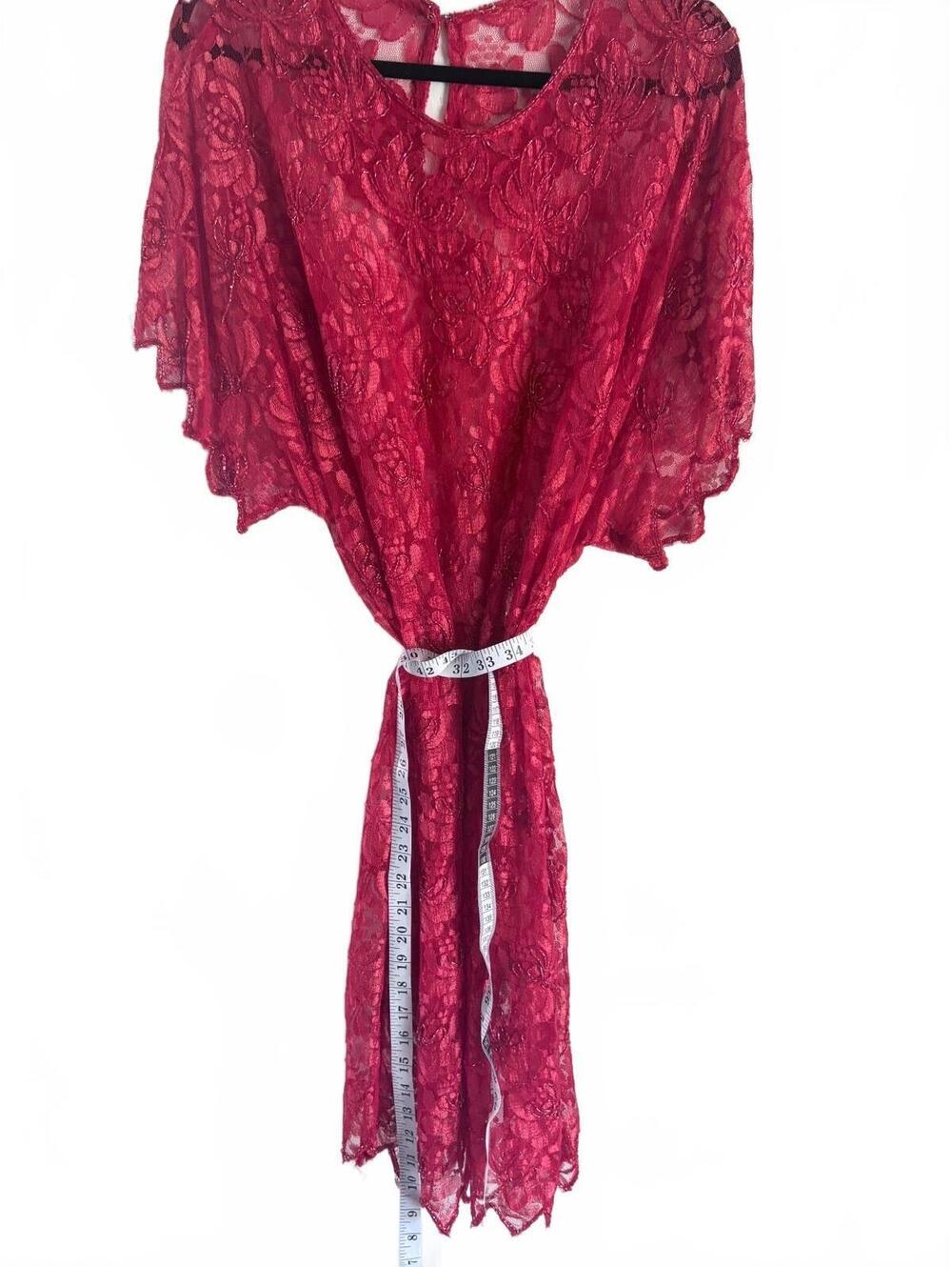 Vintage Red Lace Dress with Beaded Floral Detailing